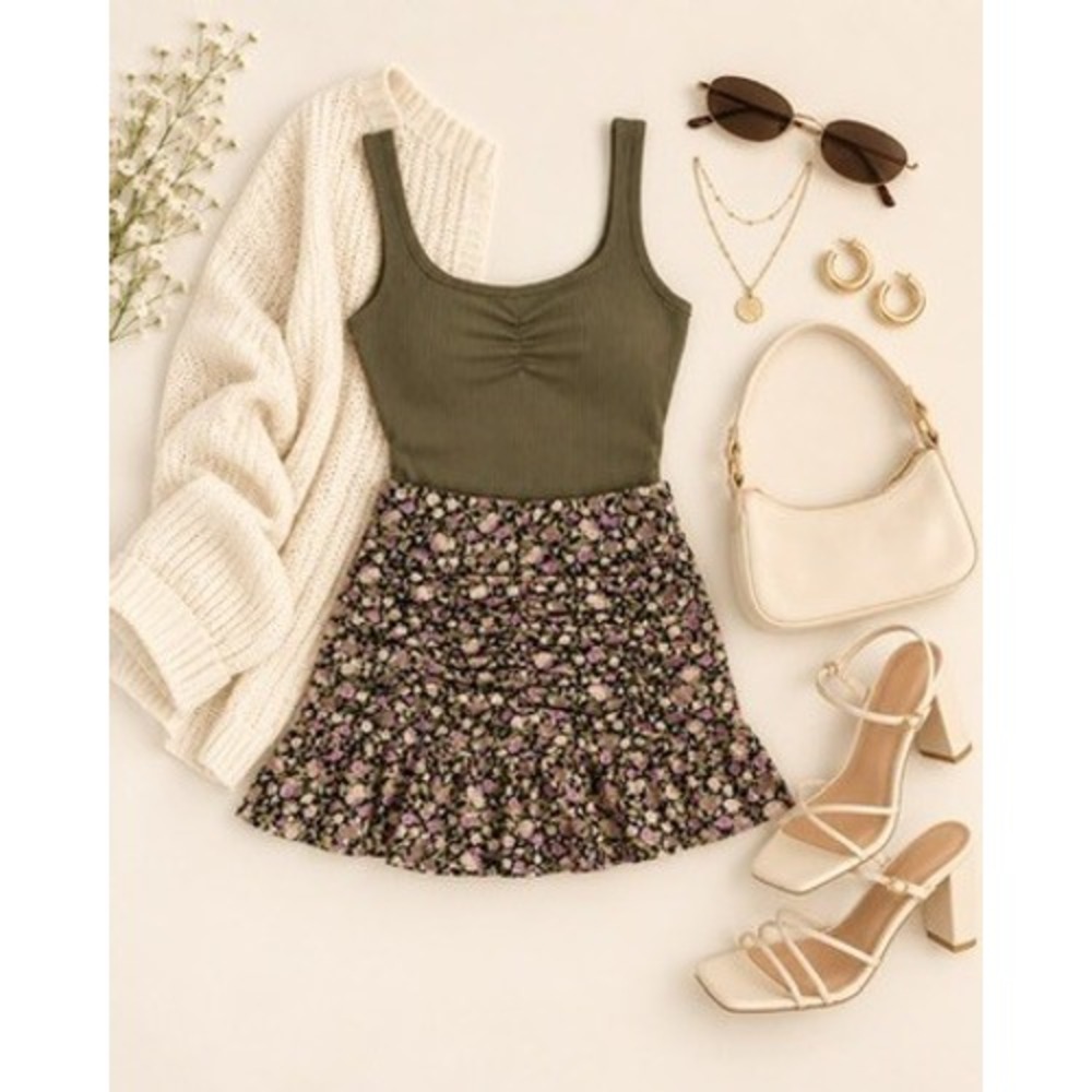 ASTR The Label Women's Ruched Floral Print Mini Skirt Size XS